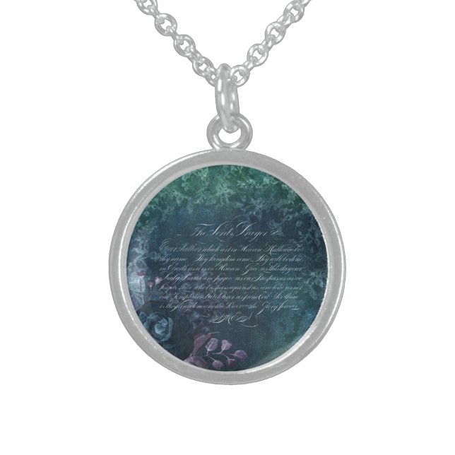 The Lord’s Prayer - Teal Sterling Silver Necklace (Front)
