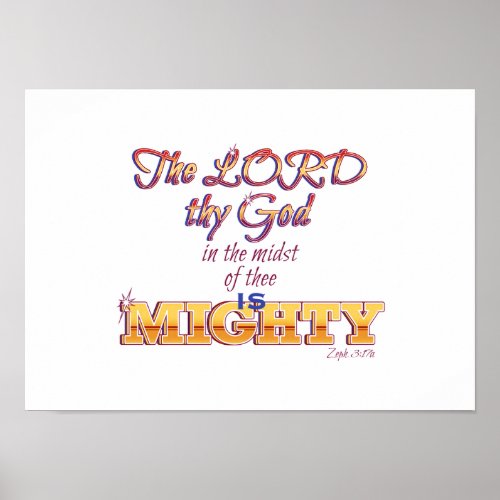 The LORD thy God Scripture quote with red text Poster