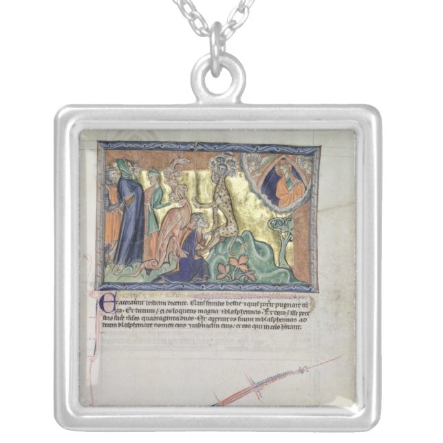 The Lord watching the people worship Silver Plated Necklace (Front)