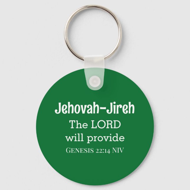 The Lord Will Provide Bible Verse Dark Green Keychain (Front)