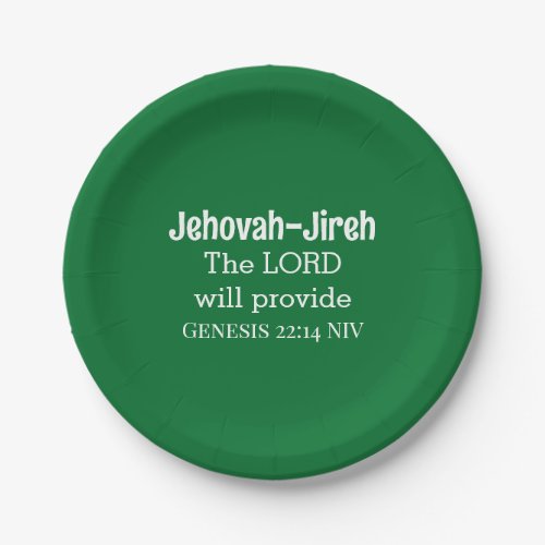 The Lord Will Provide Bible Verse Dark Green Paper Plates