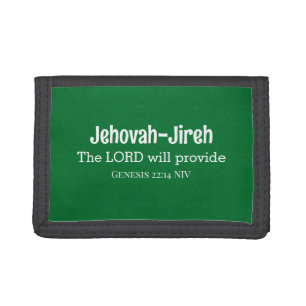 The Lord Will Provide Bible Verse Dark Green Tri-fold Wallet