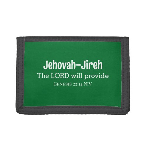 The Lord Will Provide Bible Verse Dark Green Trifold Wallet