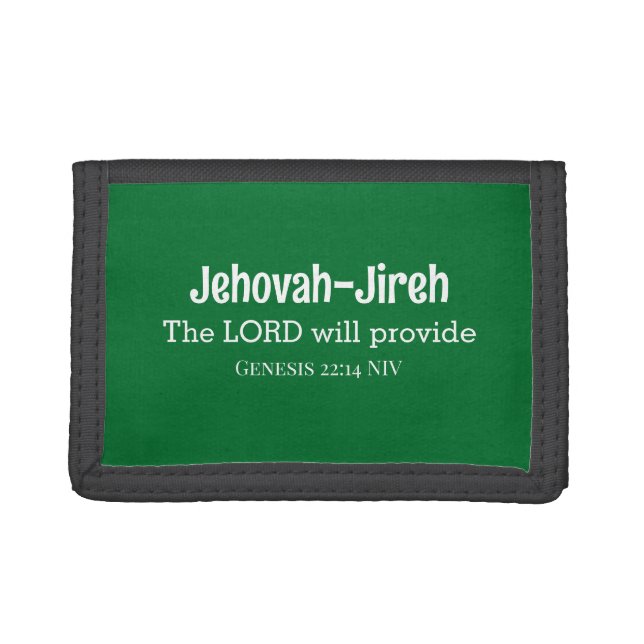The Lord Will Provide Bible Verse Dark Green Trifold Wallet (Front)