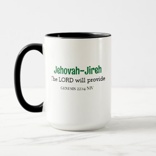 The Lord Will Provide Bible Verse Green and Black Mug