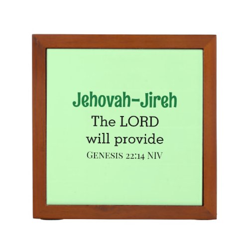 The Lord Will Provide Bible Verse Light Green Desk Organizer