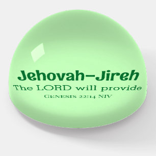 The Lord Will Provide Bible Verse Light Green Paperweight