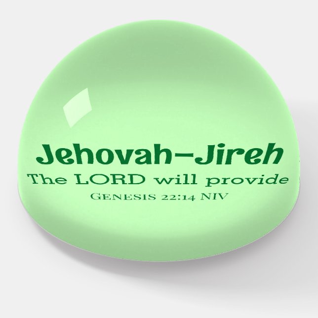 The Lord Will Provide Bible Verse Light Green Paperweight (Angled)