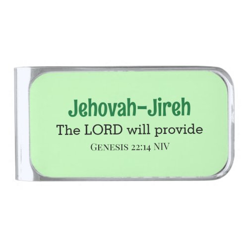 The Lord Will Provide Bible Verse Light Green Silver Finish Money Clip