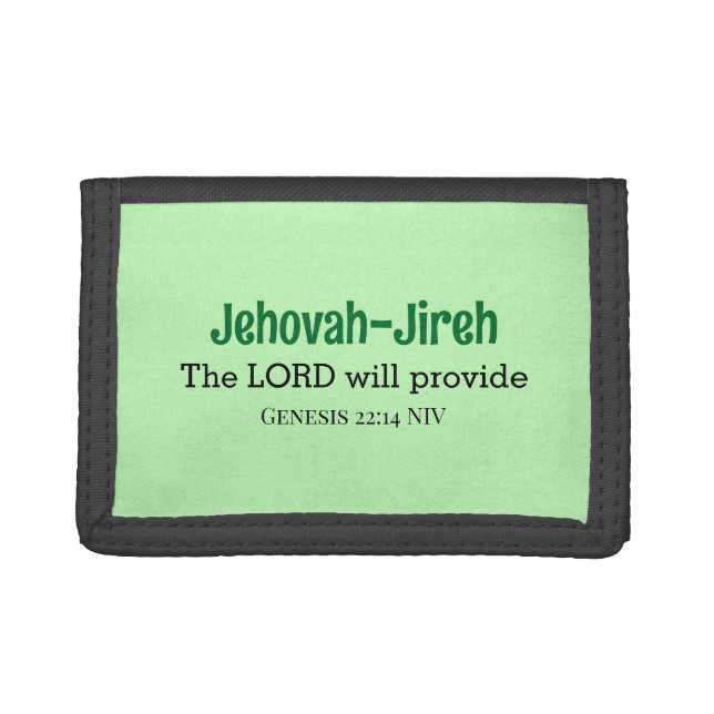 The Lord Will Provide Bible Verse Light Green Trifold Wallet (Front)