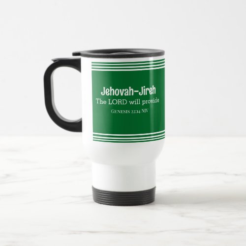 The Lord Will Provide Bible Verse Striped Green Travel Mug