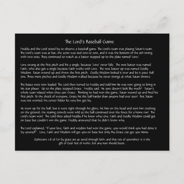 The Lord's Baseball Game - Postcard (Front)