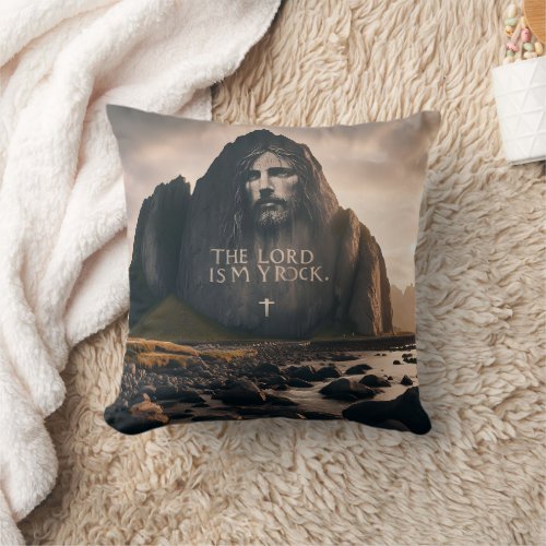 The Lords Face on Rocky Mountain Throw Pillow