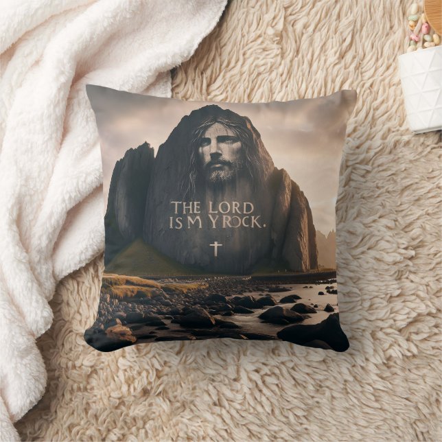 The Lords Face on Rocky Mountain Throw Pillow (Blanket)