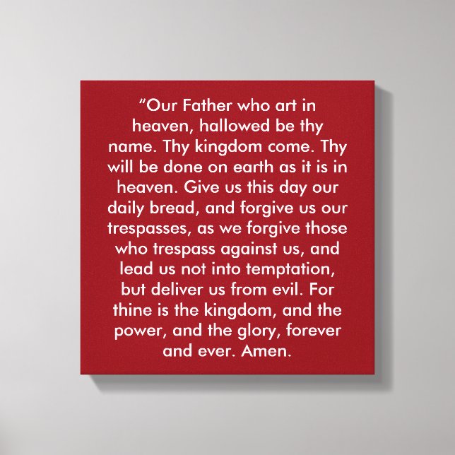 "The Lord's Prayer" 12 x 12 Wrapped Canvas (Front)