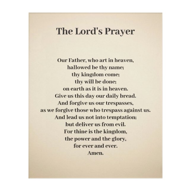 The Lord's Prayer Acrylic Print (Front)
