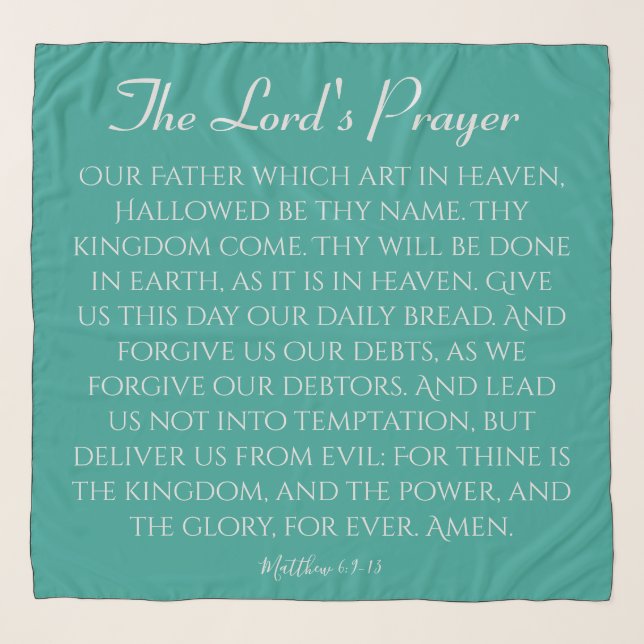 The Lord's Prayer Blue Green Scarf (Front)