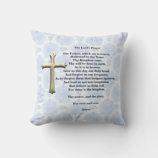The Lord's Prayer (blue) Throw Pillow (Front)