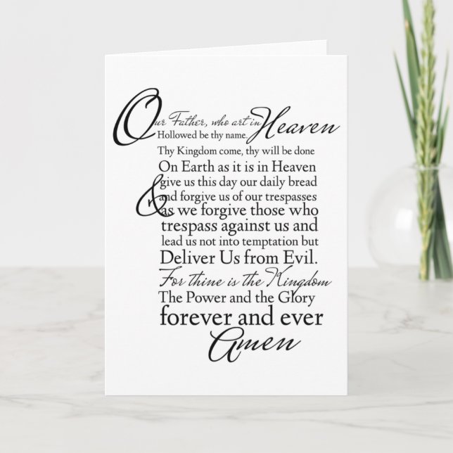 The Lords Prayer Christian Blank Greeting Baptism Card (Front)