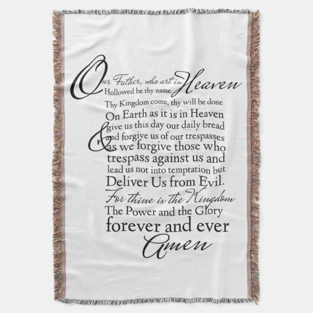 The Lords Prayer Christian Scripture Bible Throw Blanket (Front Vertical)