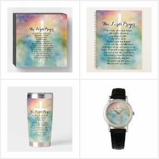 The Lord's Prayer Christian Watercolor, Cross Desi