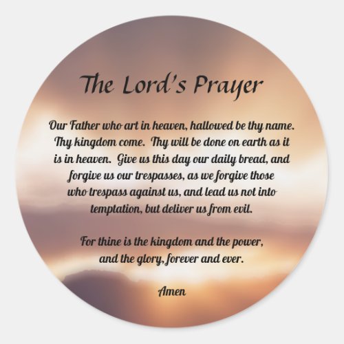 The Lords Prayer Classic Round Sticker