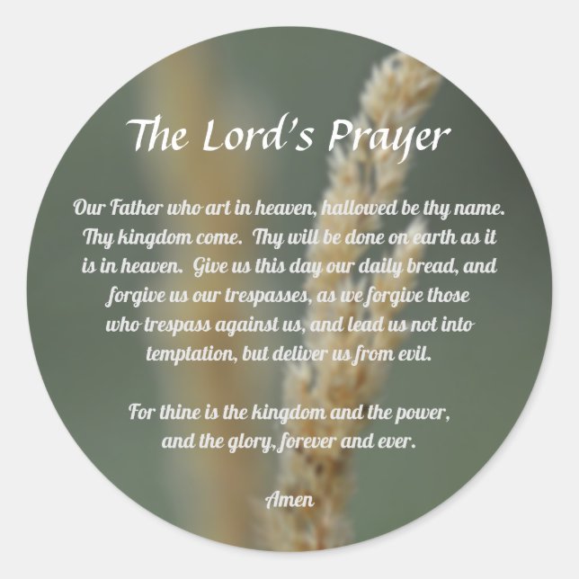 The Lord's Prayer Classic Round Sticker (Front)