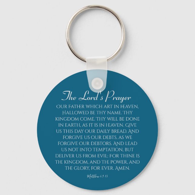 The Lord's Prayer Dusty Blue Keychain (Front)