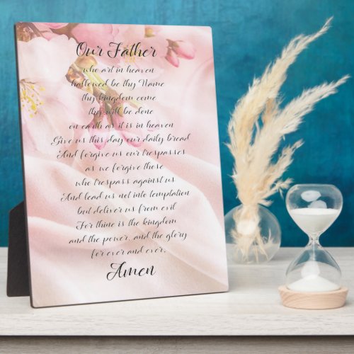 The Lords Prayer Elegant Soft Pink Floral Gift Plaque