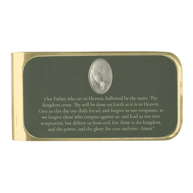 The Lord's Prayer Gold Finish Money Clip (Front)