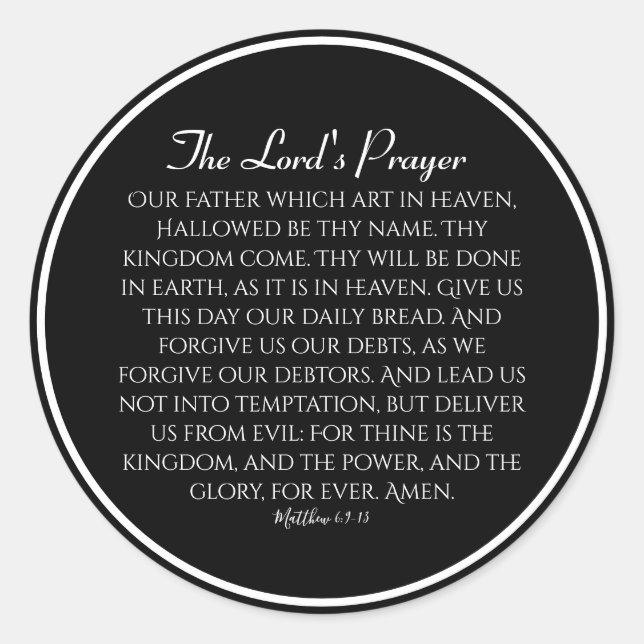 The Lord's Prayer Hope Classic Round Sticker (Front)