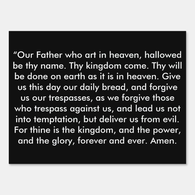 "The Lord's Prayer" Inspirational Yard Sign (Back)