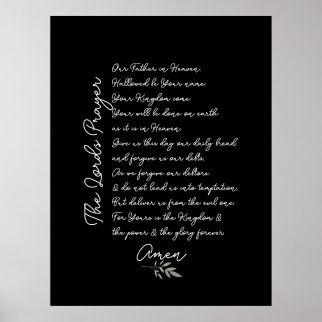 The Lord's Prayer Leaf Art Christian  Poster (Front)