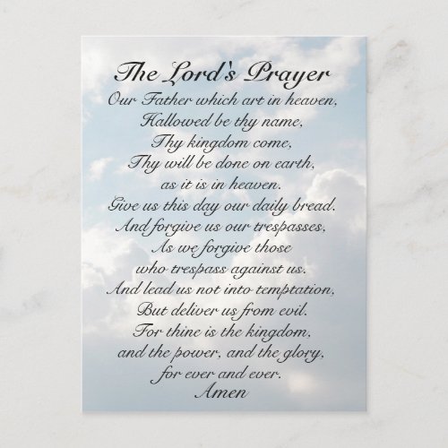 The Lords Prayer Matthew 69_13 Bible Verse Postcard