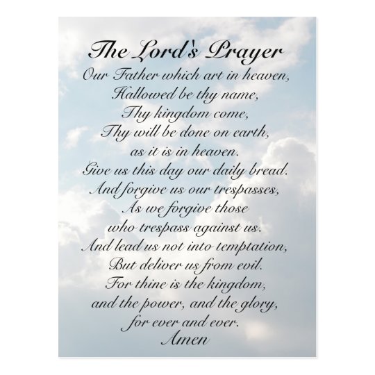 The Lord's Prayer, Matthew 6:9-13 Bible Verse Postcard | Zazzle.com