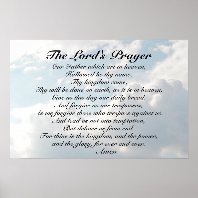 The Lord's Prayer, Matthew 6:9-13 Bible Verse Poster (Front)