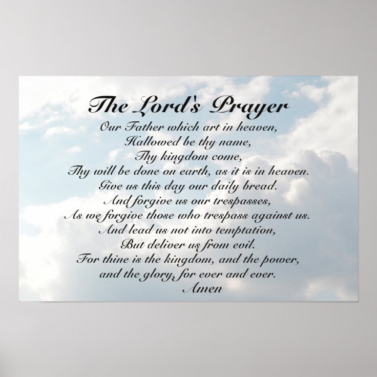 The Lord's Prayer, Matthew 6:9-13 Bible Verse Poster 