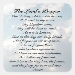 The Lord's Prayer, Matthew 6:9-13 Bible Verse Square Sticker