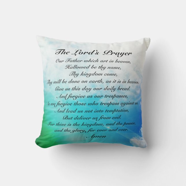 The Lord's Prayer, Matthew 6:9-13 Bible Verse Throw Pillow (Front)