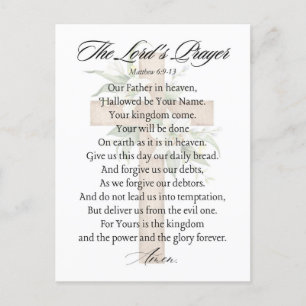 The Lord's Prayer - Matthew 6:9-13 Cross Flower Postcard