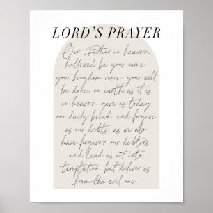 The Lord's Prayer Minimal Boho Beige Arch Script Poster