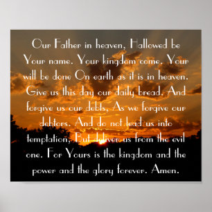 The Lord's Prayer on a beautiful sunset Poster