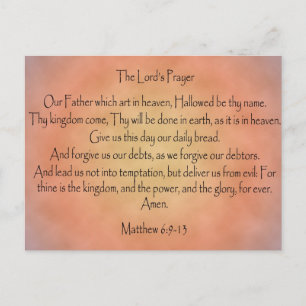 The Lord's Prayer, Orange Vintage Background Postcard
