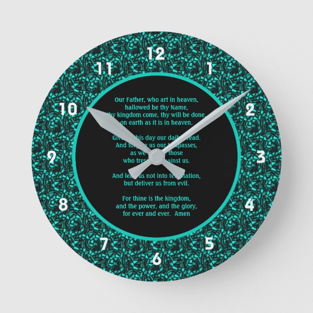 The Lord's Prayer Our Father Abstract Border   Round Clock (Front)