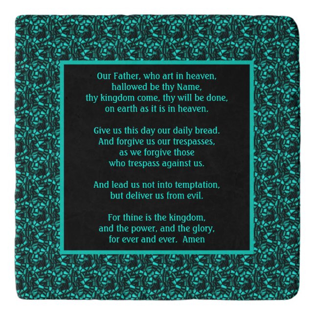 The Lord's Prayer Our Father Abstract Border  Trivet (Front)