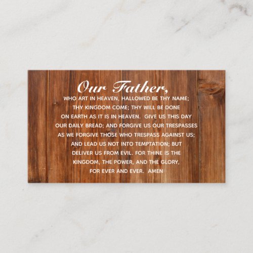 The Lords Prayer Our Father Business Calling Card