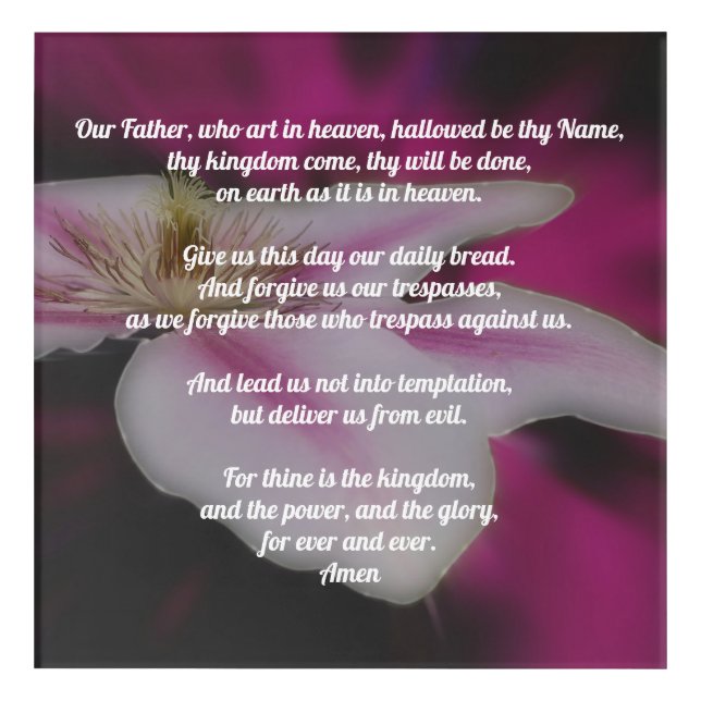 The Lord's Prayer Our Father Clematis   Acrylic Print (Front)