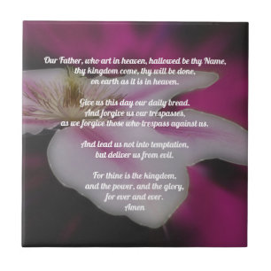 The Lord's Prayer Our Father Clematis Ceramic Tile