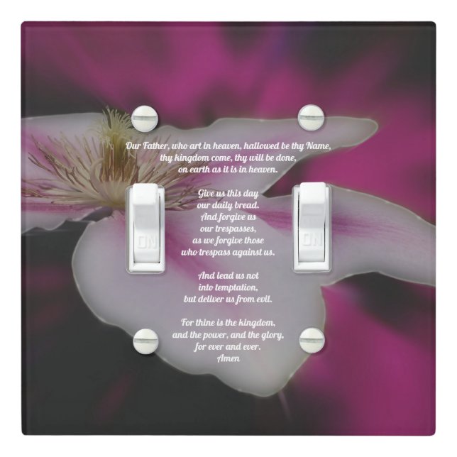 The Lord's Prayer Our Father Clematis Flower Light Switch Cover (In Situ)