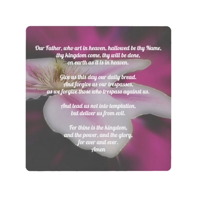 The Lord's Prayer Our Father Clematis    Metal Print (Front)